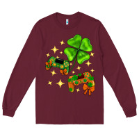 Burgundy St. Patrick's Day with game control and clover Long Sleeve Tee - Neo Western