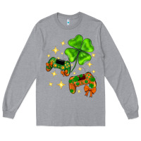 Heather Grey St. Patrick's Day with game control and clover Long Sleeve Tee - Neo Western