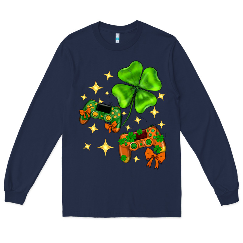 St. Patrick's Day With Game Control And Clover Long Sleeve Tee by Neo Western | Teevron