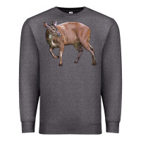 Charcoal Heather Red Brocket Buck Deer Premium Sweatshirt - LillyAllenDesigns