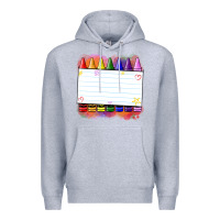 Heather Grey crayons add your text Premium Hoodie - NancyCooperArtShop
