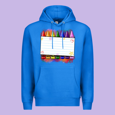 Crayons Add Your Text Premium Hoodie Designed By Nancycooperartshop