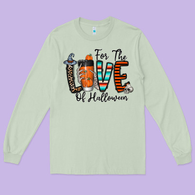 For The Love Of Halloween Long Sleeve Tee Designed By Cowhidedigitalart