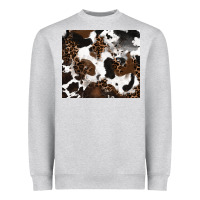 Heather Grey cowhide and leopard pattern Heavyweight Sweatshirt - RanaPortraitStore
