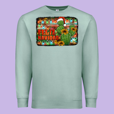 Feliz Navidad Merry Christmas Cactus Premium Sweatshirt Designed By Jasminsmagicworld