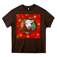 Chocolate Brown christmas hereford calf Heavy Core Tee - LillyAllenDesigns