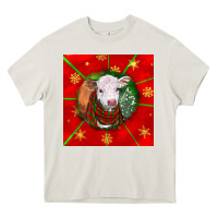 Cream christmas hereford calf Heavy Core Tee - LillyAllenDesigns