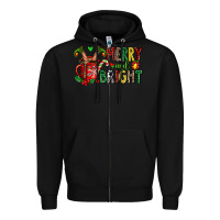 Black merry and bright Zipper Hoodie - AdoDesignShop
