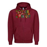 Burgundy merry and bright Zipper Hoodie - AdoDesignShop