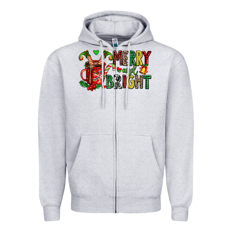 Merry And Bright Zipper Hoodie by AdoDesignShop | Teevron
