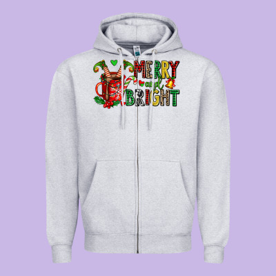 Merry And Bright Zipper Hoodie Designed By Adodesignshop