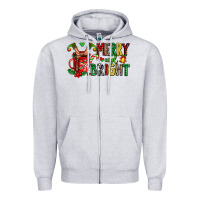 Heather Grey merry and bright Zipper Hoodie - AdoDesignShop