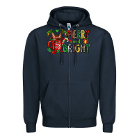 Navy merry and bright Zipper Hoodie - AdoDesignShop