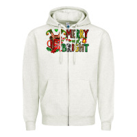 Oatmeal Heather merry and bright Zipper Hoodie - AdoDesignShop
