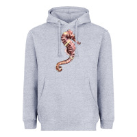 Heather Grey pink seahorse Heavyweight Hoodie - LillyAllenDesigns