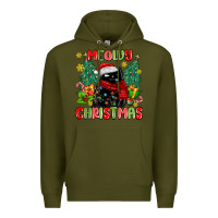 Army Green meowy christmas black cat Premium Hoodie - MaliasSmallBusiness