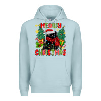 Blue Mist meowy christmas black cat Premium Hoodie - MaliasSmallBusiness