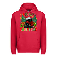 Cardinal meowy christmas black cat Premium Hoodie - MaliasSmallBusiness