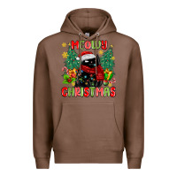 Chestnut meowy christmas black cat Premium Hoodie - MaliasSmallBusiness