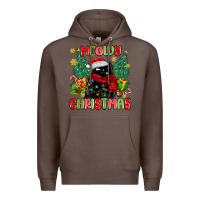 Coffee meowy christmas black cat Premium Hoodie - MaliasSmallBusiness