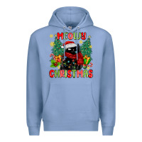 Meowy Christmas Black Cat Premium Hoodie | Teevron