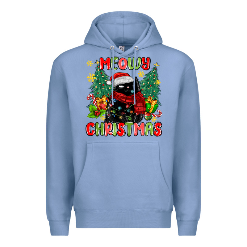 Meowy Christmas Black Cat Premium Hoodie by MaliasSmallBusiness | Teevron