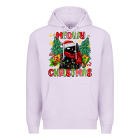 Lilac meowy christmas black cat Premium Hoodie - MaliasSmallBusiness