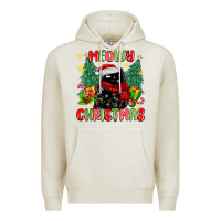 Oatmeal Heather meowy christmas black cat Premium Hoodie - MaliasSmallBusiness