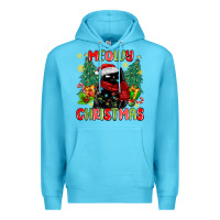 Ocean Blue meowy christmas black cat Premium Hoodie - MaliasSmallBusiness