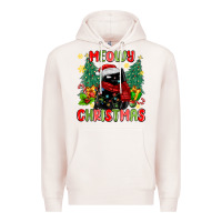 Pale Pink meowy christmas black cat Premium Hoodie - MaliasSmallBusiness