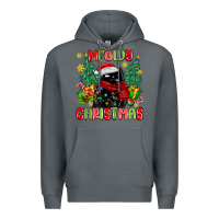 Rock meowy christmas black cat Premium Hoodie - MaliasSmallBusiness
