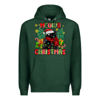 Sports Green meowy christmas black cat Premium Hoodie - MaliasSmallBusiness
