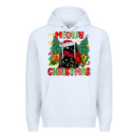 White meowy christmas black cat Premium Hoodie - MaliasSmallBusiness