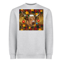 Heather Grey Christmas cow Heavyweight Sweatshirt - RanaPortraitStore