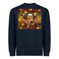 Navy Christmas cow Heavyweight Sweatshirt - RanaPortraitStore