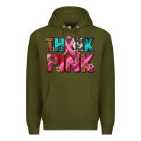 Army Green think pink cancer ribbon Premium Hoodie - AdoDesignShop