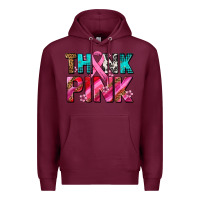 Burgundy think pink cancer ribbon Premium Hoodie - AdoDesignShop