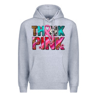 Heather Grey think pink cancer ribbon Premium Hoodie - AdoDesignShop