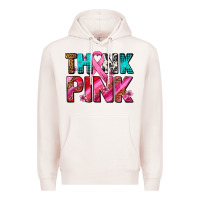 Pale Pink think pink cancer ribbon Premium Hoodie - AdoDesignShop