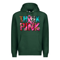 Sports Green think pink cancer ribbon Premium Hoodie - AdoDesignShop