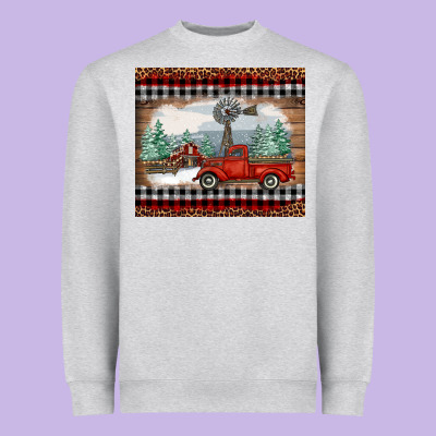 Heavyweight Sweatshirt christmas farm and truck