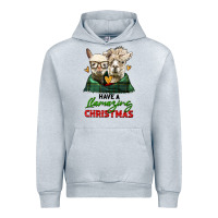 Heather Grey have a llamazing christmas alpaca head Urban Hoodie - LillyAllenDesigns
