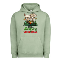 Pigment Oil Green have a llamazing christmas alpaca head Urban Hoodie - LillyAllenDesigns