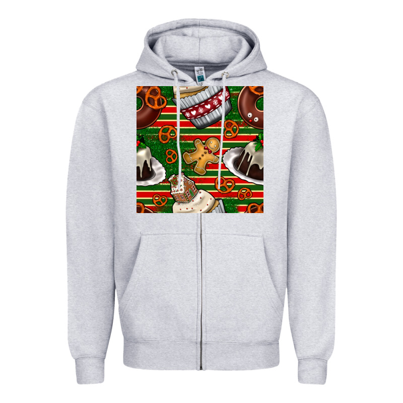 Christmas Cake Seamless Pattern Zipper Hoodie by BundleAndBundleShop | Teevron
