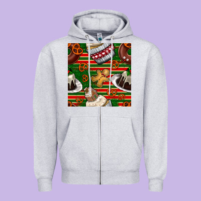 Christmas Cake Seamless Pattern Zipper Hoodie Designed By Bundleandbundleshop