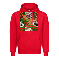 Red christmas cake seamless pattern Zipper Hoodie - BundleAndBundleShop