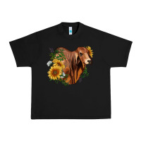 Black brahman bull with sunflowers Urban Heavy Tee - RanaPortraitStore