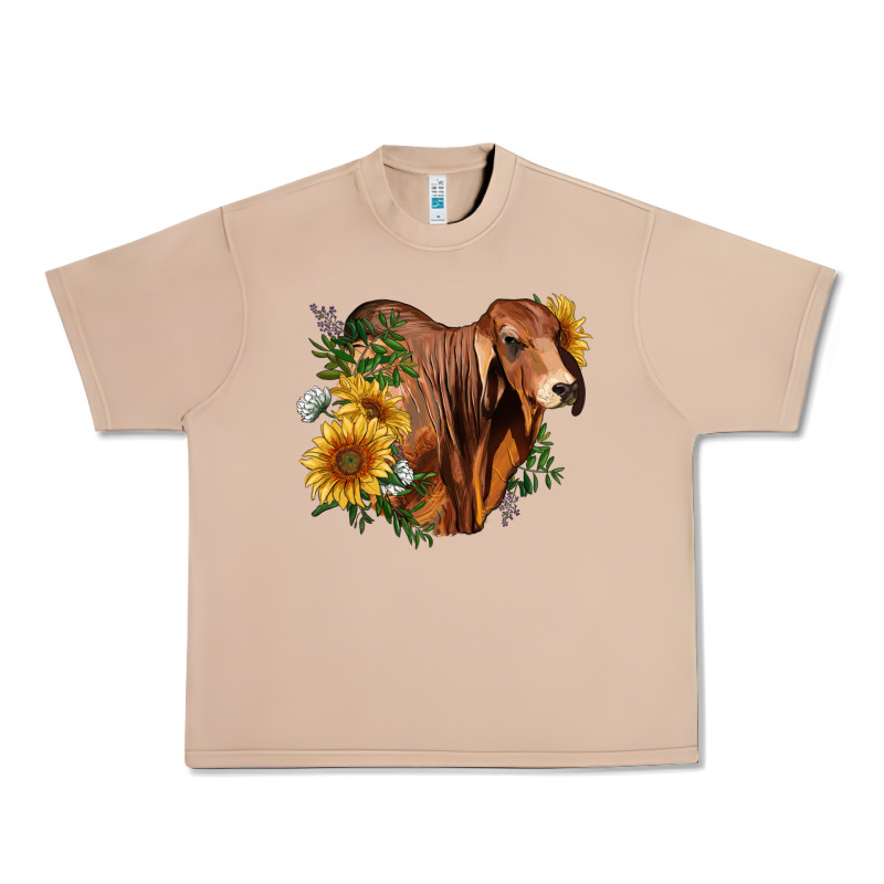 Brahman Bull With Sunflowers Urban Heavy Tee by RanaPortraitStore | Teevron