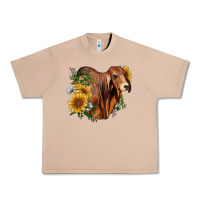 Burro brahman bull with sunflowers Urban Heavy Tee - RanaPortraitStore