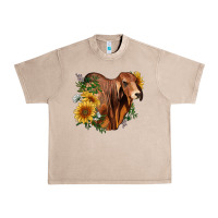 French Oak brahman bull with sunflowers Urban Heavy Tee - RanaPortraitStore